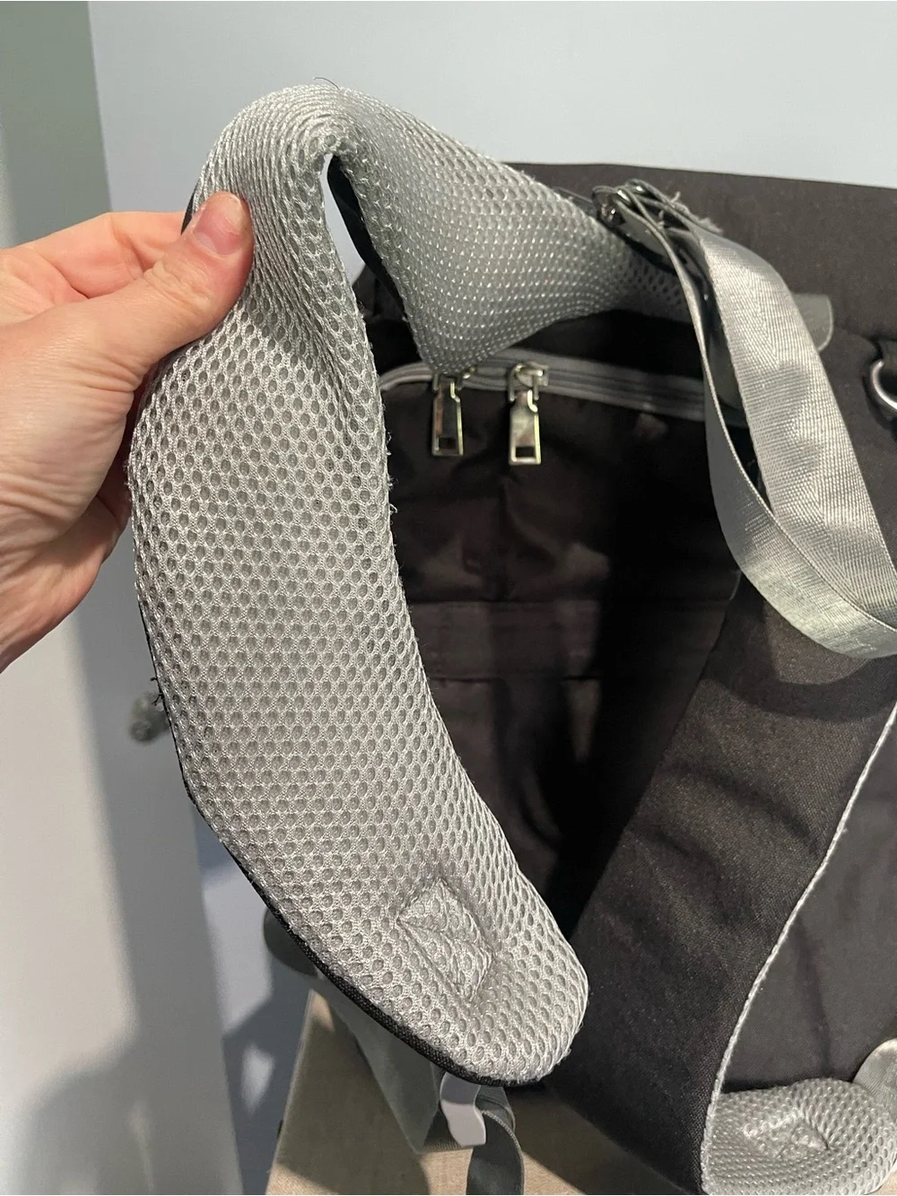 Black Diaper Backpack with Gray Accents